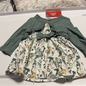 PatPat Green and White Animal Print Dress